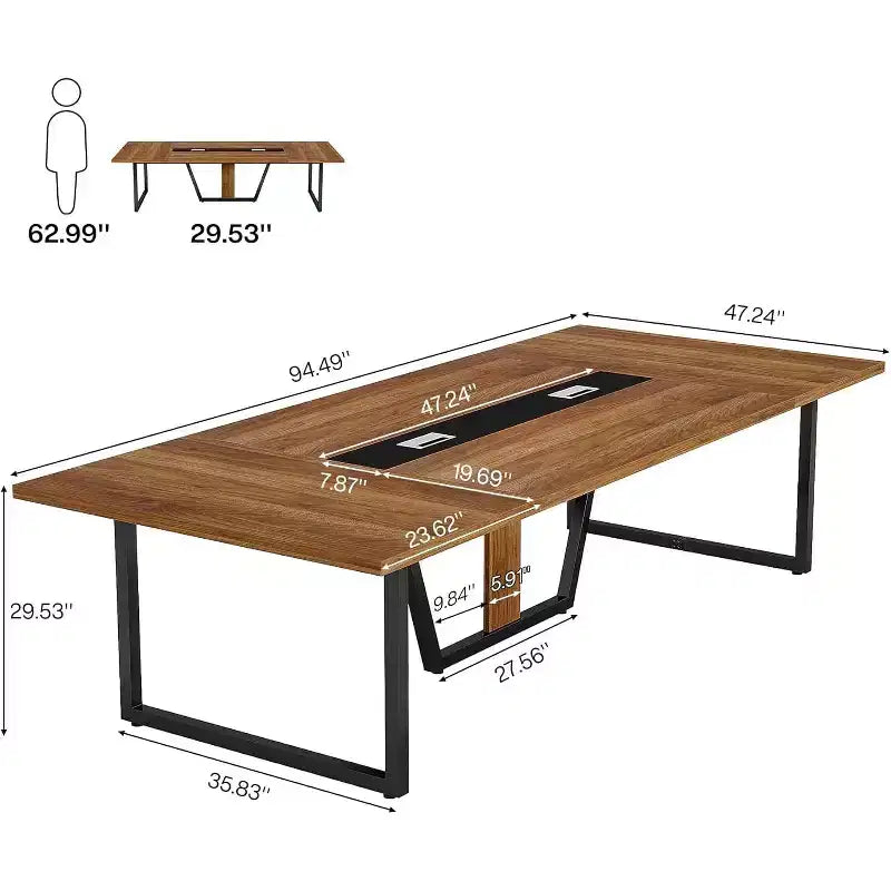 Table de conférence de 2,4 m pour 10 personnes pour réunion de bureau