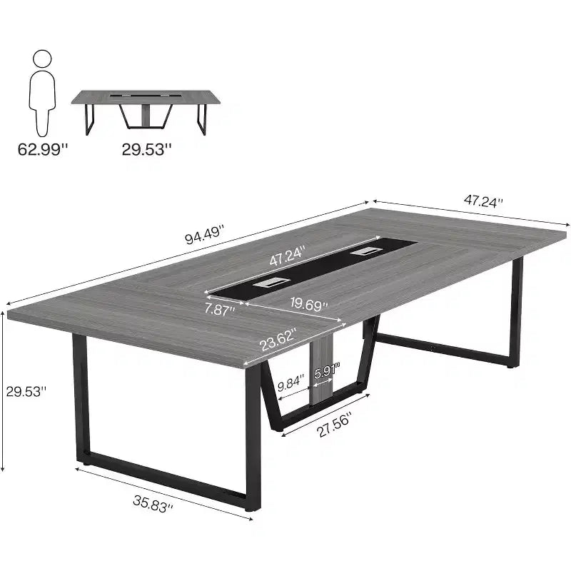 Table de conférence de 2,4 m pour 10 personnes pour réunion de bureau