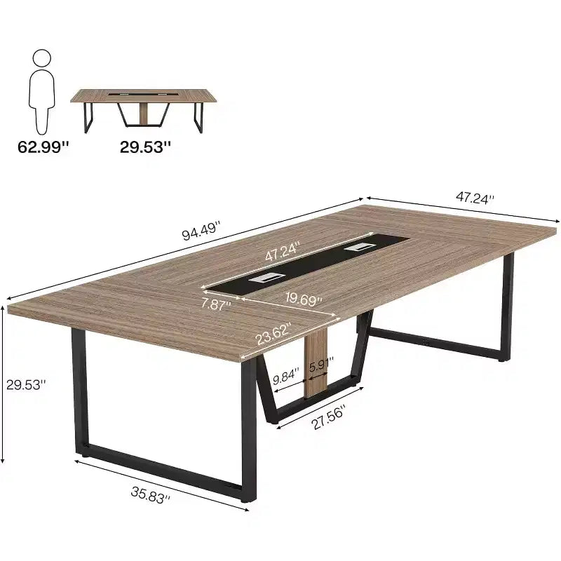 Table de conférence de 2,4 m pour 10 personnes pour réunion de bureau