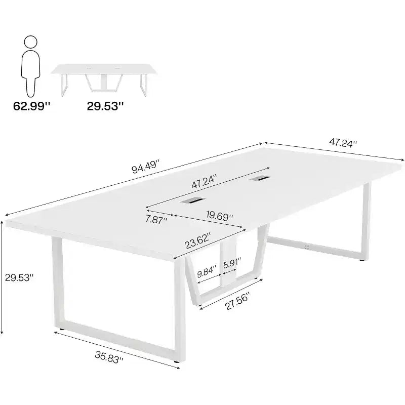 Table de conférence de 2,4 m pour 10 personnes pour réunion de bureau