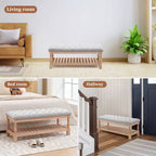 44. Banc de rangement surdimensionné en velours côtelé de 3 pouces, en bois massif, pour chambre à coucher, salon et nurserie