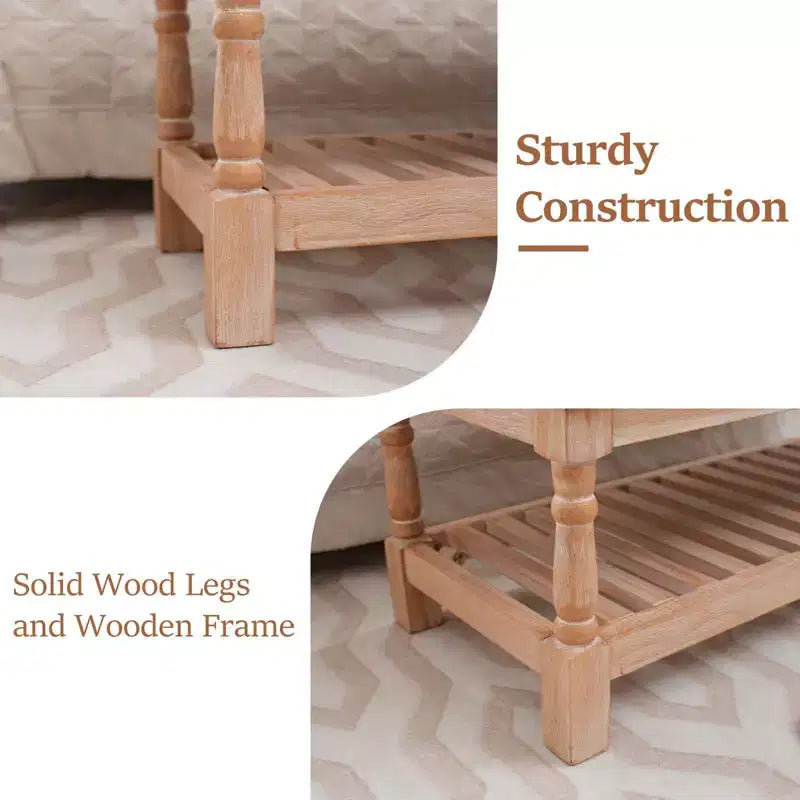 Banc de chevet confortable en velours côtelé surdimensionné en bois massif de 112,5 cm pour chambre à coucher, salon et chambre d'enfant