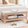 Banc de chevet confortable en velours côtelé surdimensionné en bois massif de 112,5 cm pour chambre à coucher, salon et chambre d'enfant