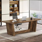 70. Bureau d'ordinateur de direction de 87 pouces avec piédestal en bois massif