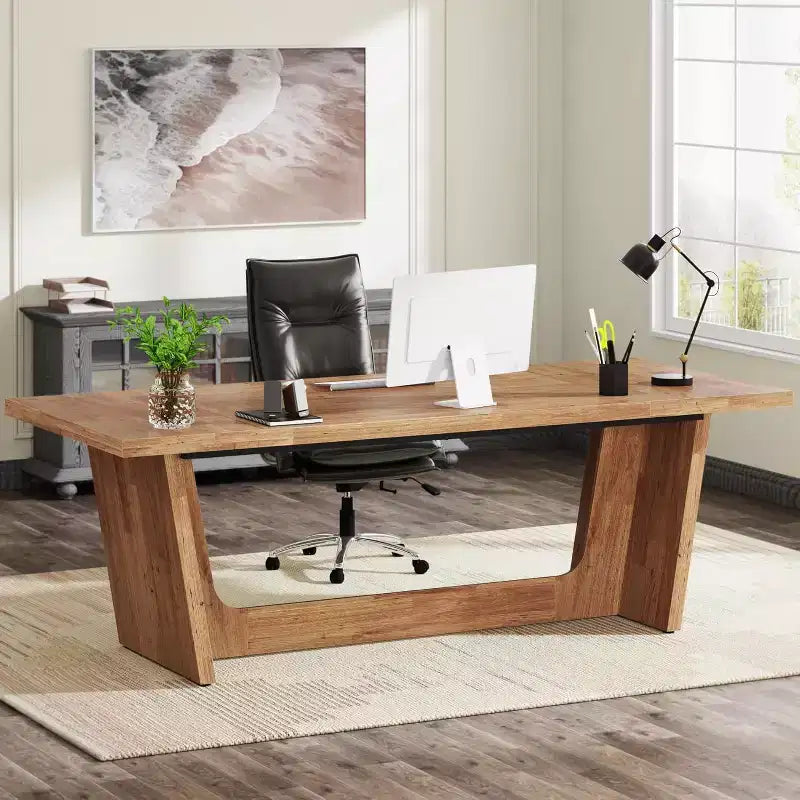 Bureau d'ordinateur de direction de 180 cm avec piédestal en bois massif