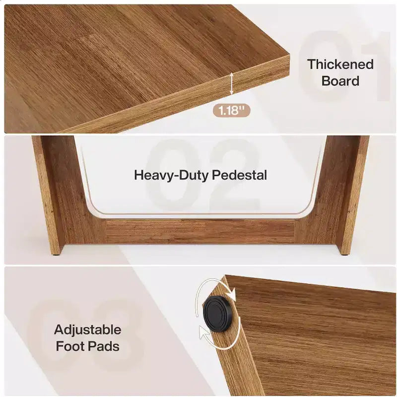 Bureau d'ordinateur de direction de 180 cm avec piédestal en bois massif