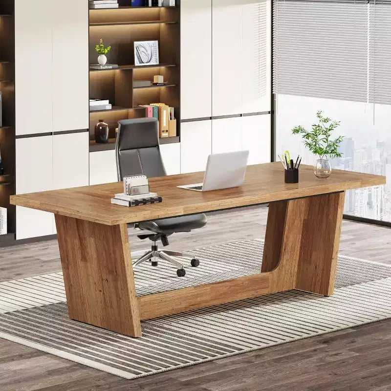 Bureau d'ordinateur de direction de 180 cm avec piédestal en bois massif