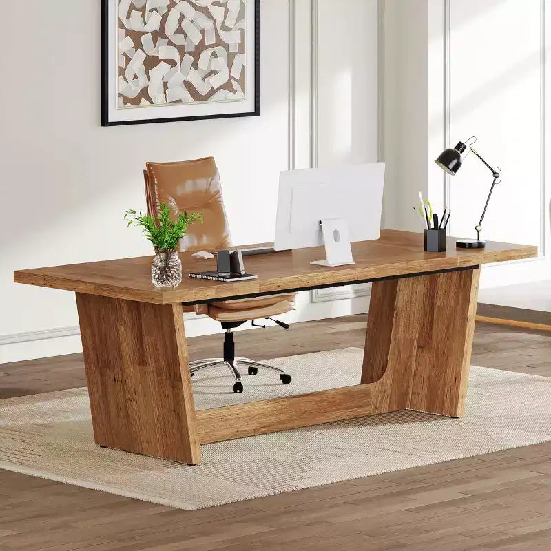 Bureau d'ordinateur de direction de 180 cm avec piédestal en bois massif