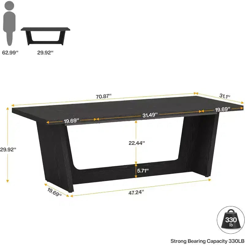 Bureau d'ordinateur de direction de 180 cm avec piédestal en bois massif