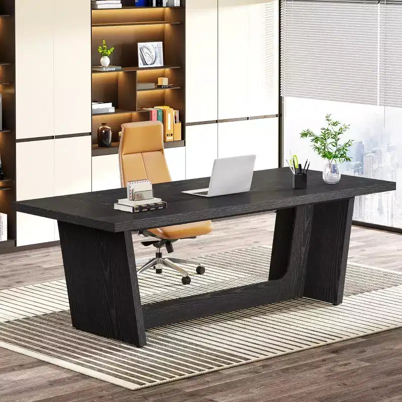 Bureau d'ordinateur de direction de 180 cm avec piédestal en bois massif