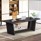 70. Bureau d'ordinateur de direction de 87 pouces avec piédestal en bois massif