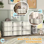 29. Organisateur de rangement pour jouets pour enfants à 3 niveaux avec 9 tiroirs amovibles, conception sécurisée pour les enfants, blanc crème