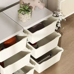 29. Organisateur de rangement pour jouets pour enfants à 3 niveaux avec 9 tiroirs amovibles, conception sécurisée pour les enfants, blanc crème