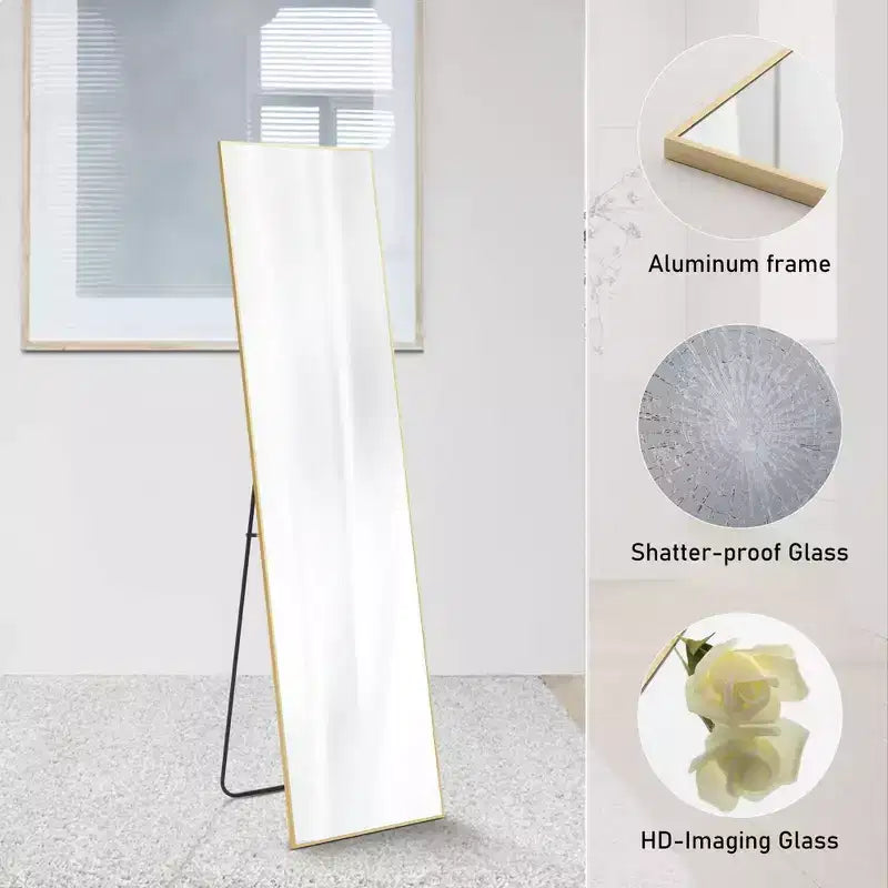 16x59 Full Length Mirror, Shatterproof HD Glass Metal Frame, Floor/Wall Mounted for Bedroom Closet Entryway
