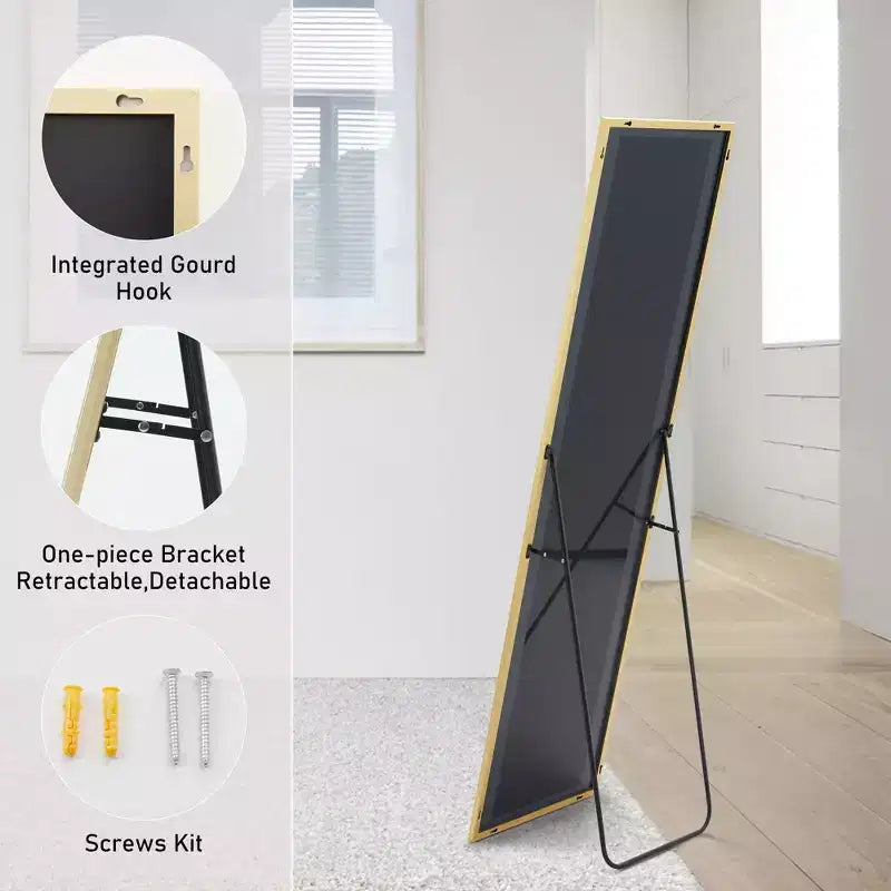 16x59 Full Length Mirror, Shatterproof HD Glass Metal Frame, Floor/Wall Mounted for Bedroom Closet Entryway