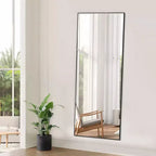 Miroir pleine longueur 16x59, verre HD incassable cadre métallique, sur pied/mural pour chambre, dressing, entrée
