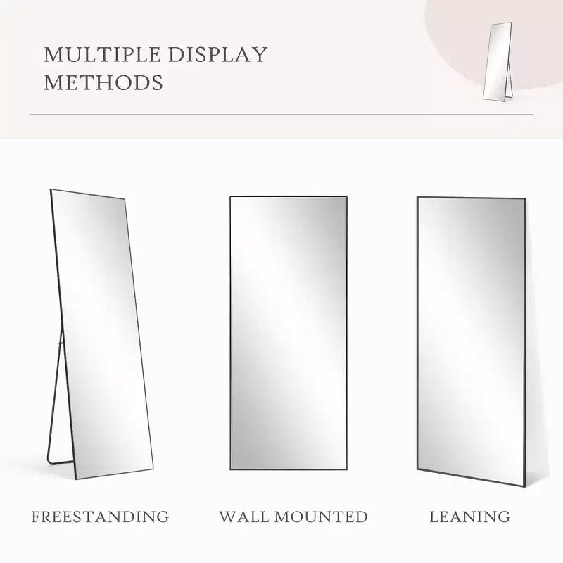 16x59 Full Length Mirror, Shatterproof HD Glass Metal Frame, Floor/Wall Mounted for Bedroom Closet Entryway