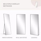 Miroir pleine longueur 16x59, verre HD incassable cadre métallique, sur pied/mural pour chambre, dressing, entrée