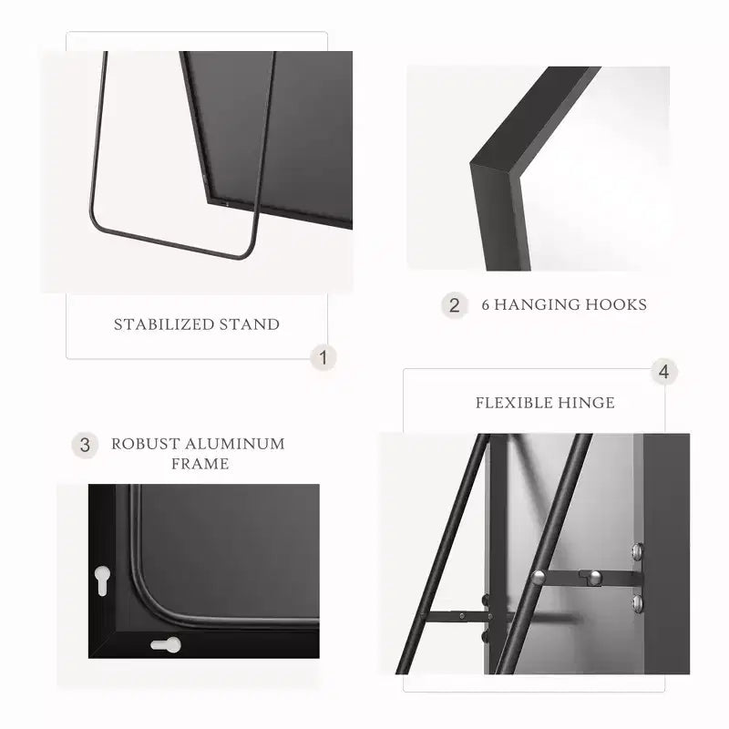 16x59 Full Length Mirror, Shatterproof HD Glass Metal Frame, Floor/Wall Mounted for Bedroom Closet Entryway
