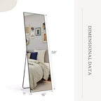 Miroir pleine longueur 16x59, verre HD incassable cadre métallique, sur pied/mural pour chambre, dressing, entrée