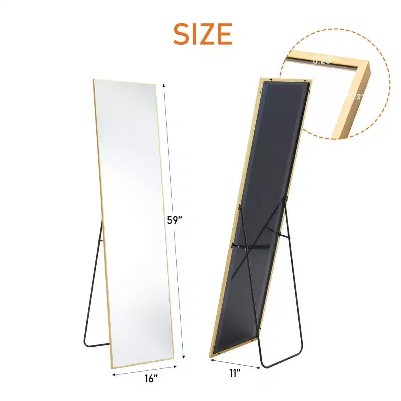 16x59 Full Length Mirror, Shatterproof HD Glass Metal Frame, Floor/Wall Mounted for Bedroom Closet Entryway