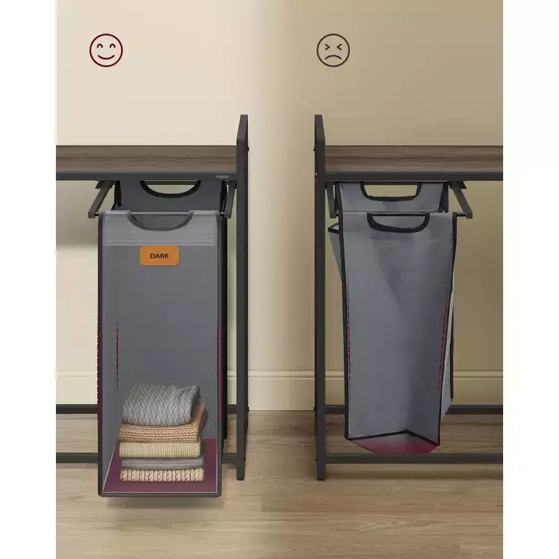 Panier à linge avec 3 compartiments, trieur à linge de 100 L, chariot à linge à roulettes avec étagères, petites poches latérales