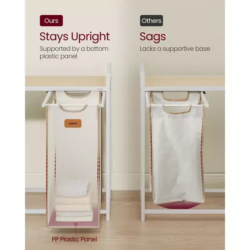 Panier à linge avec 3 compartiments, trieur à linge de 100 L, chariot à linge à roulettes avec étagères, petites poches latérales