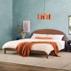 Lit King size Boho avec tête de lit cintrée en pin massif