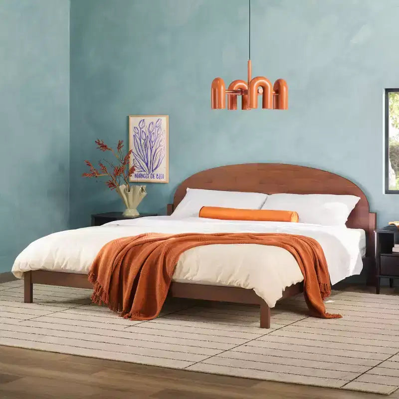 King Boho Arched Headboard Solid Pine Bed
