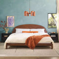 Lit King size Boho avec tête de lit cintrée en pin massif