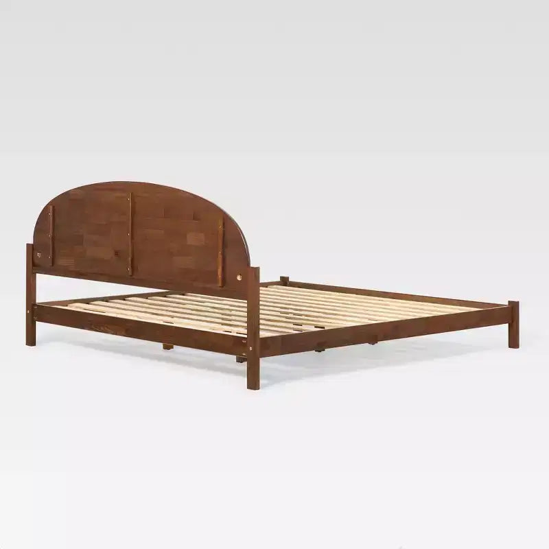 King Boho Arched Headboard Solid Pine Bed
