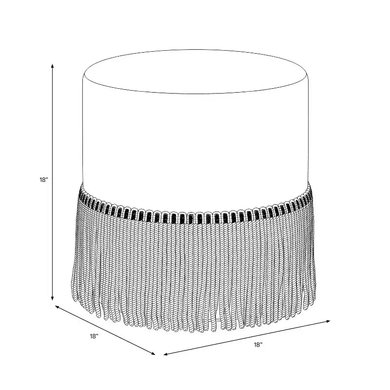 Pouf Fringe Drum en Velours