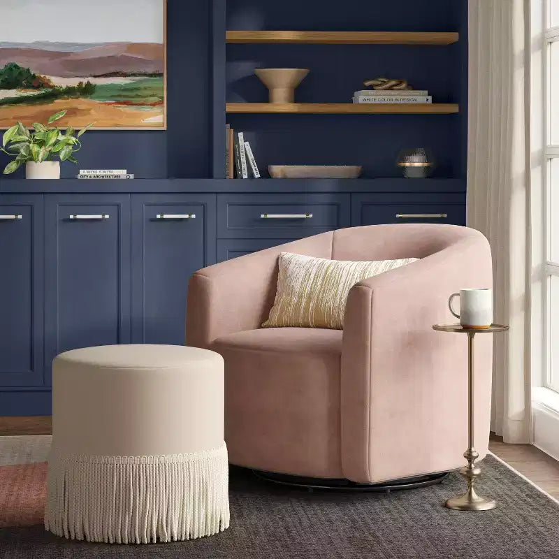 Pouf Fringe Drum en Velours